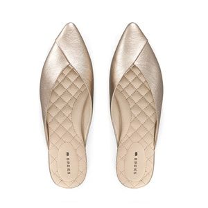 Birdies Swan Slides, Gold, Size 7.5